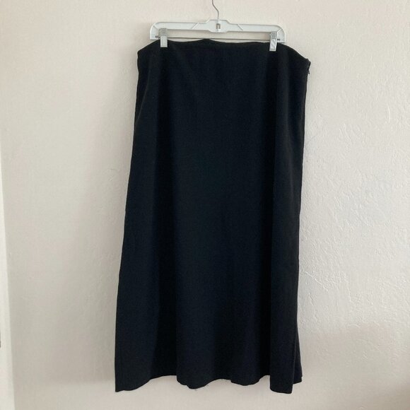Eileen Fisher 100% Merino Wool Maxi Skirt Black Minimalist Quiet Luxury Size XL - Picture 1 of 14